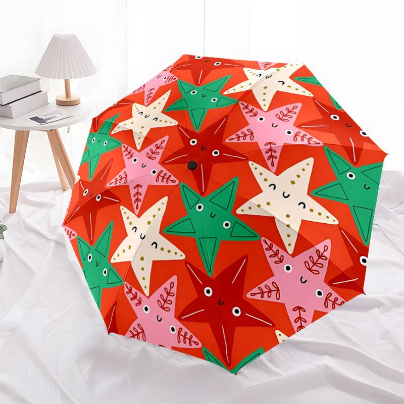 1pc Star Pattern Automatic Folding Umbrella - 8-Rib Automatic Open/Close, Large Canopy Birthday Festival Gift yy251217149
