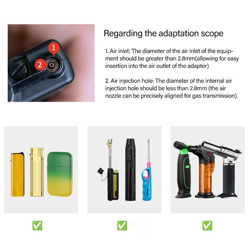 Quick Filling Fuels Transfer Adapter Spring Valves Lighter Refills Torches Gas Nozzle Aluminum Alloy Texture for Gas
