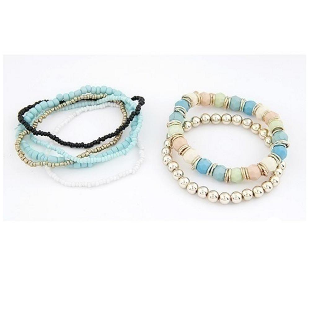 Cuff Elastic Charm Multi-layer Beaded Bangle Bracelet Boho