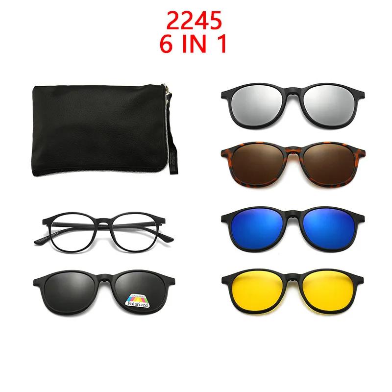5Pcs Magnetic Polarized Clip On Sunglasses Women Men Plastic Frame For Night Driving Sunglasses Uv400