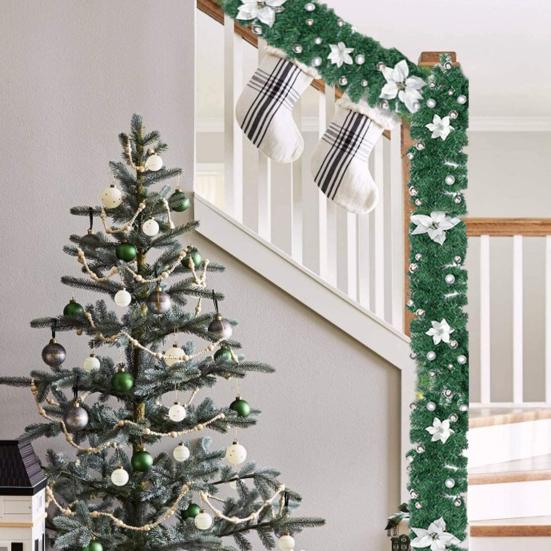 Yousheng Christmas Illuminate Garland 8.8ft Rattan Christmas Battery Operated Artificial Flower Vine Plants Christmas Decorations