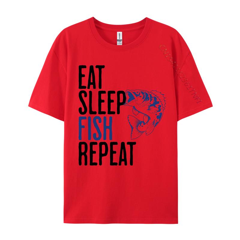 Eat Sleep Fish Repeat Tshirt Fashionable Men Tops T Shirt Rife T Shirts Graphic T Shirts 100 Cotton Black 3XL