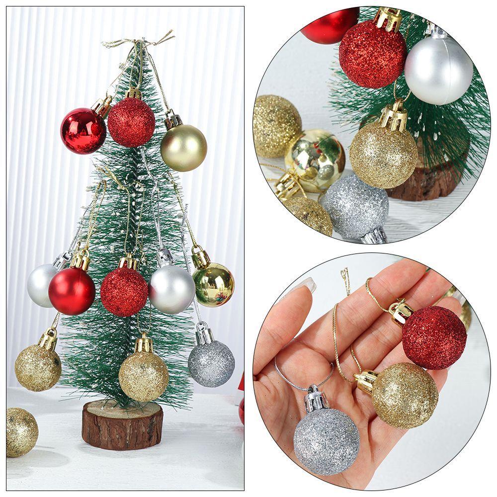 24Pcs 30mm Christmas Tree Balls Small Bauble Hanging Home Party Ornament Decor Xmas Small Bauble New Year Supplies