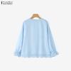 ZANZEA Women Casual Round Neck Long Sleeve Loose Print Blouse