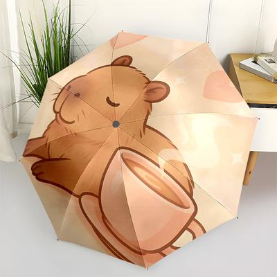 Reiseregenschirm mit Capybara-Motiv - 8 Rippen, Automatisches Öffnen und Schließen, Tragbares faltbares Design, Kompakter und stilvoller Schirm für unterwegs