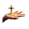 Metal Jesus Cross Idol Golden Double Sided Decorated Showpiece for Car Dashboard/Home Decor/Living Room (7.5cm)