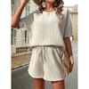round Neck T-shirt Loose Shorts Set Pure Color Crew Neck T-shirt Loose Shorts Suit