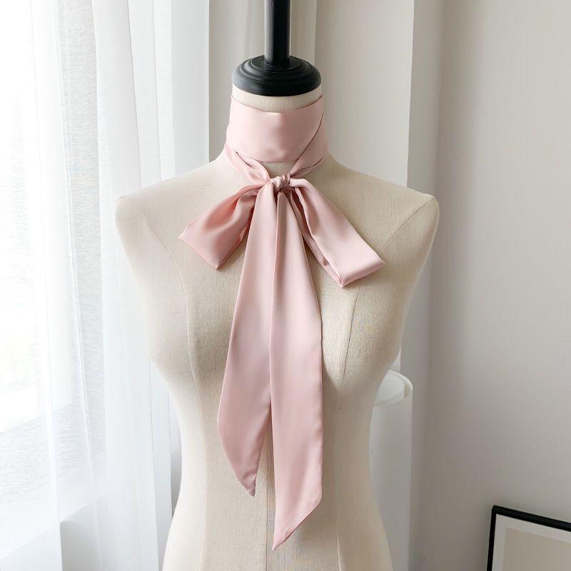 5x200cm Satin Silk Narrow Scarf Neckerchief Solid Neck Scarves Long Silk Thin Scarf Head Neck Hair Band Bag Ribbon Headbands DIY