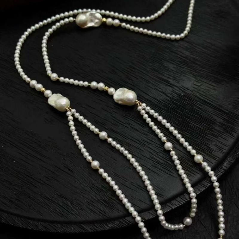 90cm Women s Classic Multi-color Freshwater Pearl Sweater Chain 925 Silver Clasp Baroque Fireball Pearl Necklace 90cm