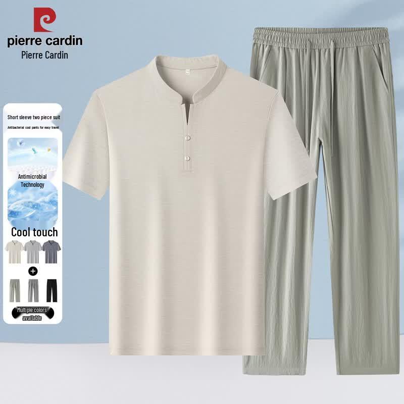 

Pierre Cardin Men s Old Money Style Henley Shirt & Pants Set XL