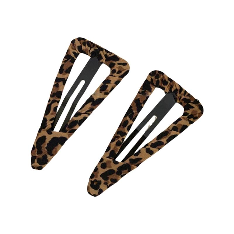 2PCS Vintage Leopard Print Water Drop Hair Clip For Women Fashion Jewelry Everyday Wear Hair Accessories