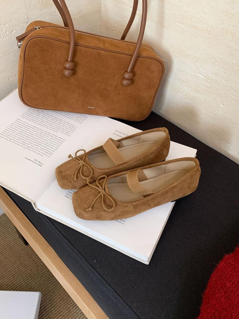 Flat-heeled Mary Jane shoes women's 2025 autumn and summer new bow ballet shoes flat-soled shallow mouth single shoes