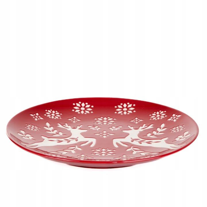 Talerz Avero Obiadowy Czerwony Z Jelonkami 27 Cm Homla