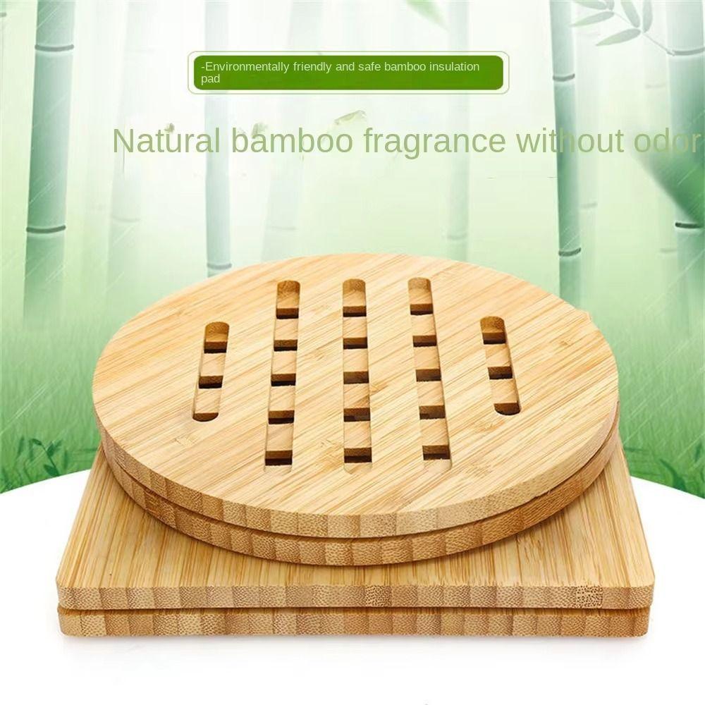 2Pcs Anti Scald Bamboo Pot Holder Japanese Style Nonslip Cup Mat Drink Insulation Pad  Tableware