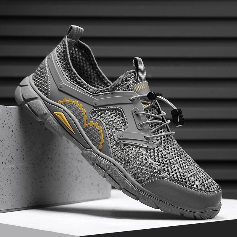 Miękkie Antypoślizgowe Męskie Sneakersy Outdoorowe Letnie Męskie Buty Oddychające Męskie Casualowe Mokasyny Rekreacyjne Do Chodzenia Siateczkowe Obuwie Ażurowe Płaskie