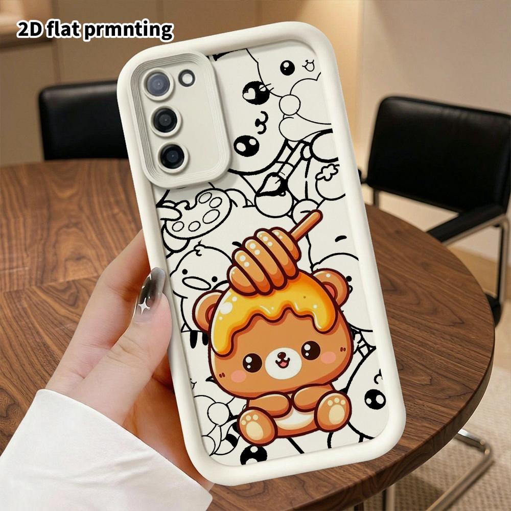 Phone case: 2D flat, suitable for Samsung Galaxy A34 A35 M05 M06 S20 S22 S21 FE Plus 5G protective case, honey bear, perfect Christmas and Halloween h
