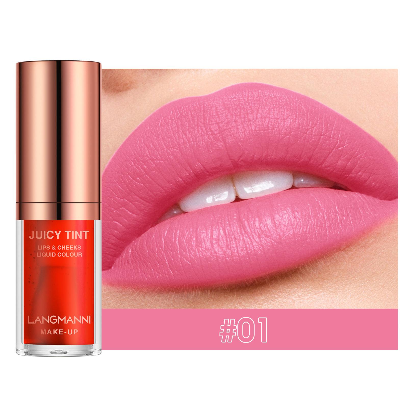 

LANGMANNI 4 Color Velvet Lip and Cheek Stick Long Lasting Waterproof Matte Lipstick Blush Dual Use Creamy Smooth Vegan Makeup