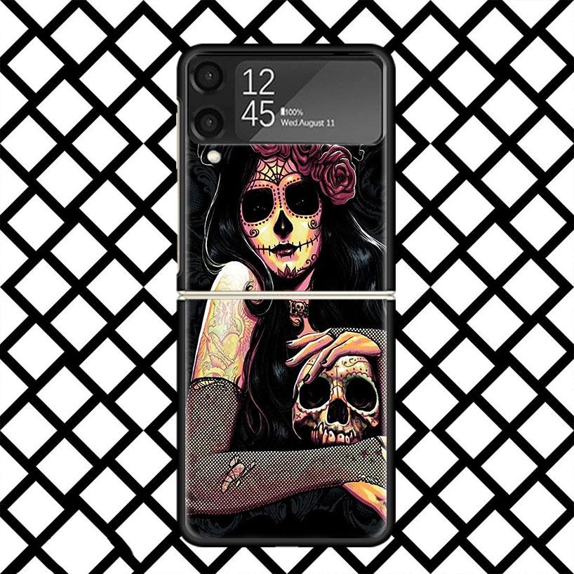 

Catrina Beautiful Rose Girl Skull Phone Case For Samsung Z Flip 7 6 5 4 3 Galaxy ZFLIP7 ZFlip6 5G Flip5 Flip4 Flip3 5g Black Har Samsung Z Flip 3