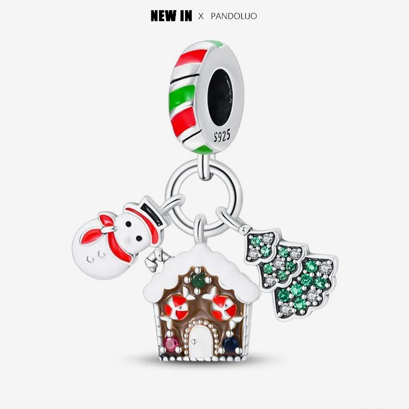 New In Christmas Series Charm Beads Fits Pandach Original Bracelet For Women Copper Pendant Bead Jewelry Festival Gift