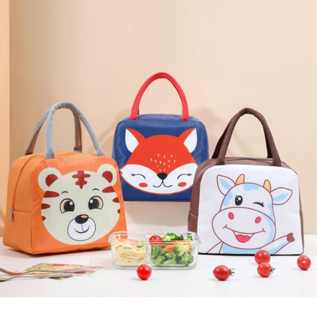 Lunch Bag Cute Cartoon Animal Pattern Waterproof Large Capacity Portable Thermal Insulation Lunch Box Bag for Women Men