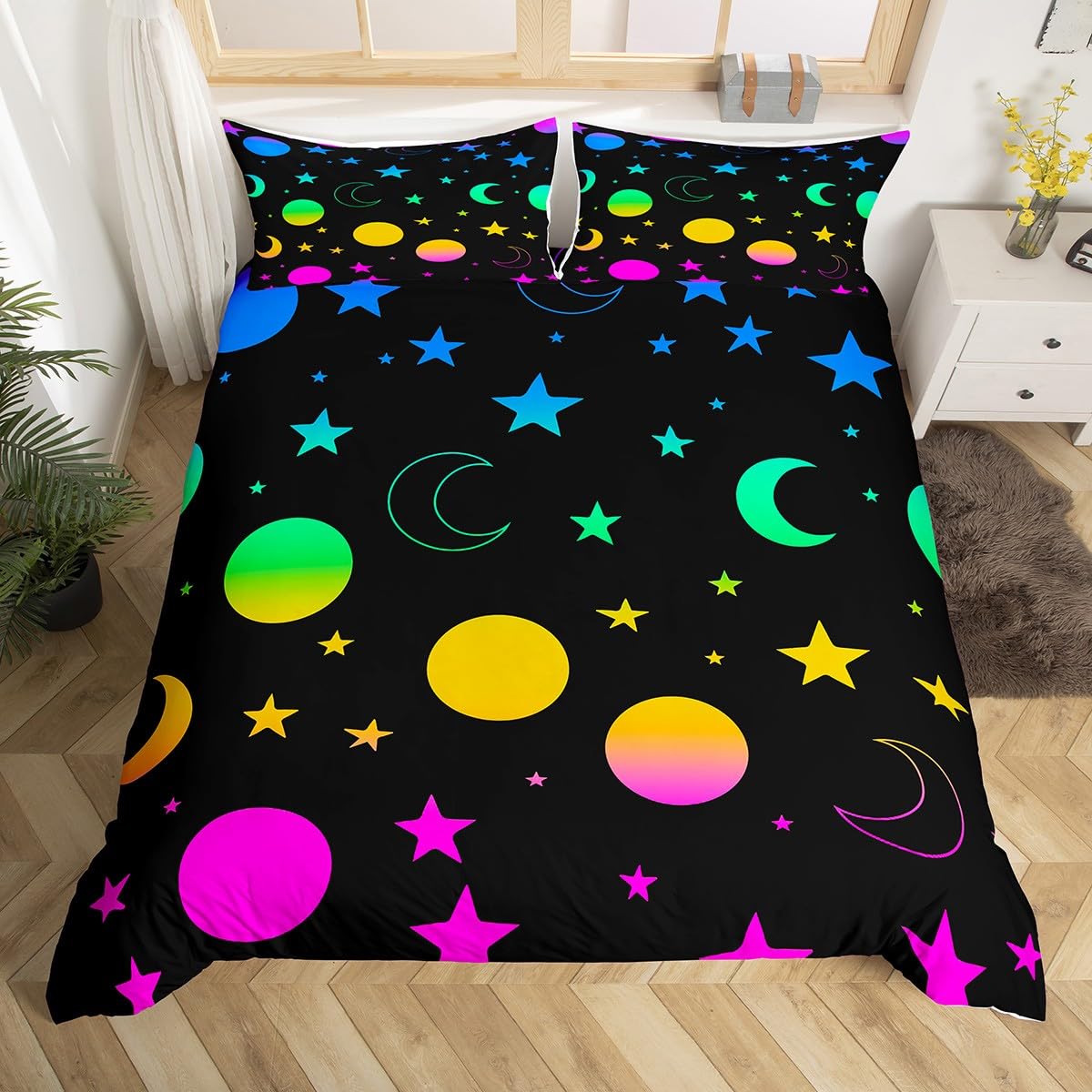 

Erosebridal Sugar Skull Comforter Cover Set Skeleton Bones Duvet Cover,Gothic Moth Decor Bedding Sets Twin Magic Unicorn Rabbit Skulls Beddi 155x200cm