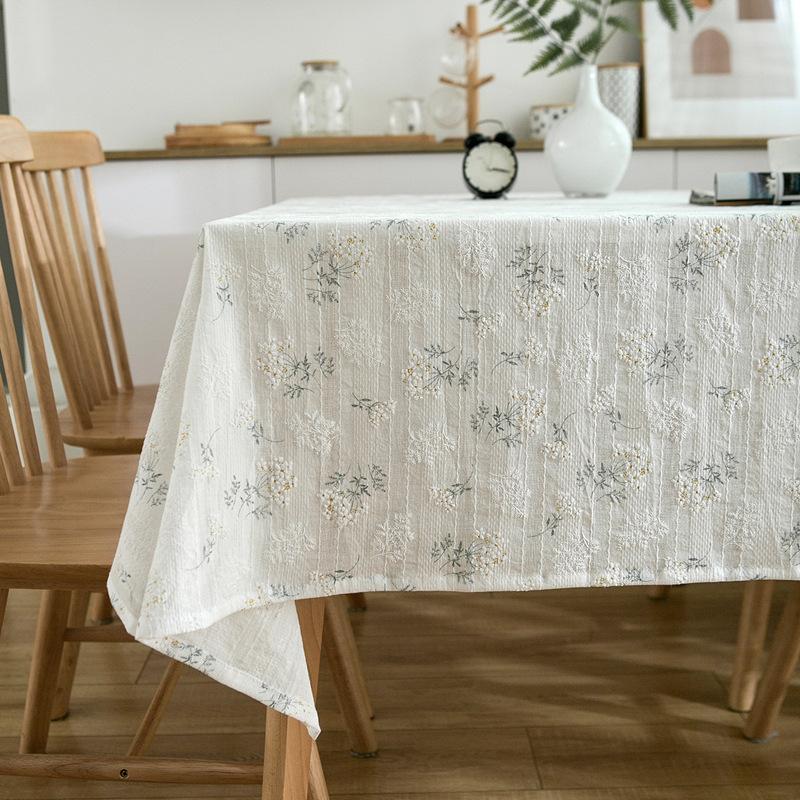 Linen Cotton Floral Daisy Tablecloth Photography Backdrop Cover Kitchen Decor