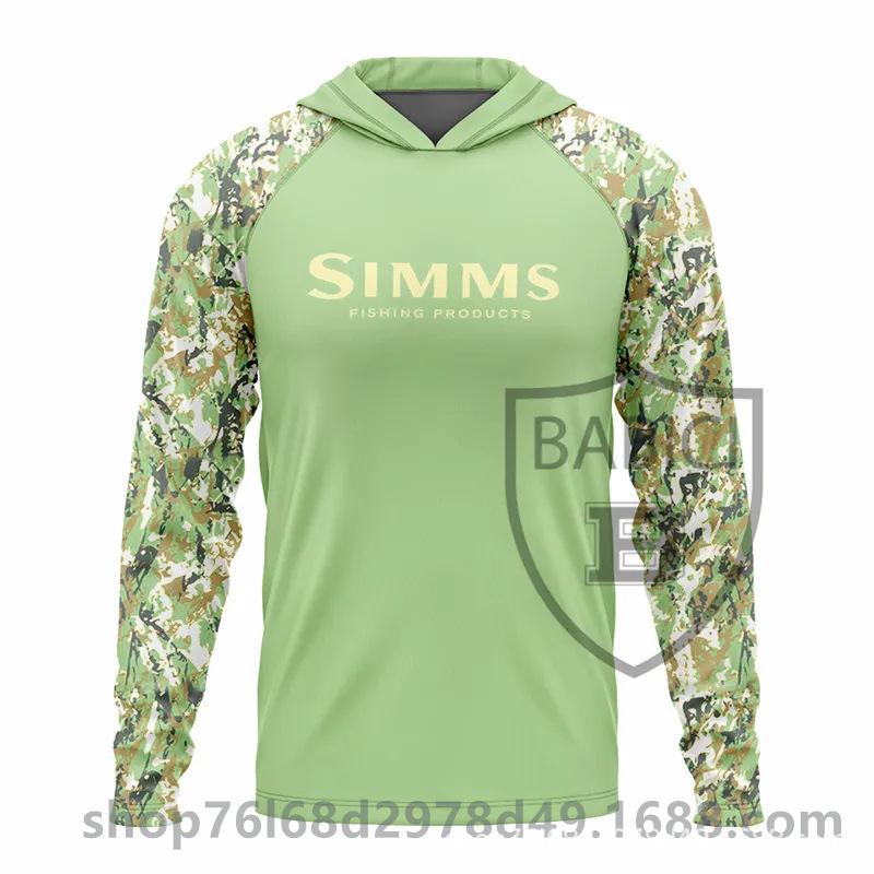 Simms camouflage fishing suit UPF50 long-sleeved T-shirt hoodie quick-drying breathable sunscreen summer men's sea fishing suit