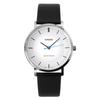 MTP-VT04L-7E Men's Minimalist Analog Watch White Concave Dial Black Leather Band 3-Hand