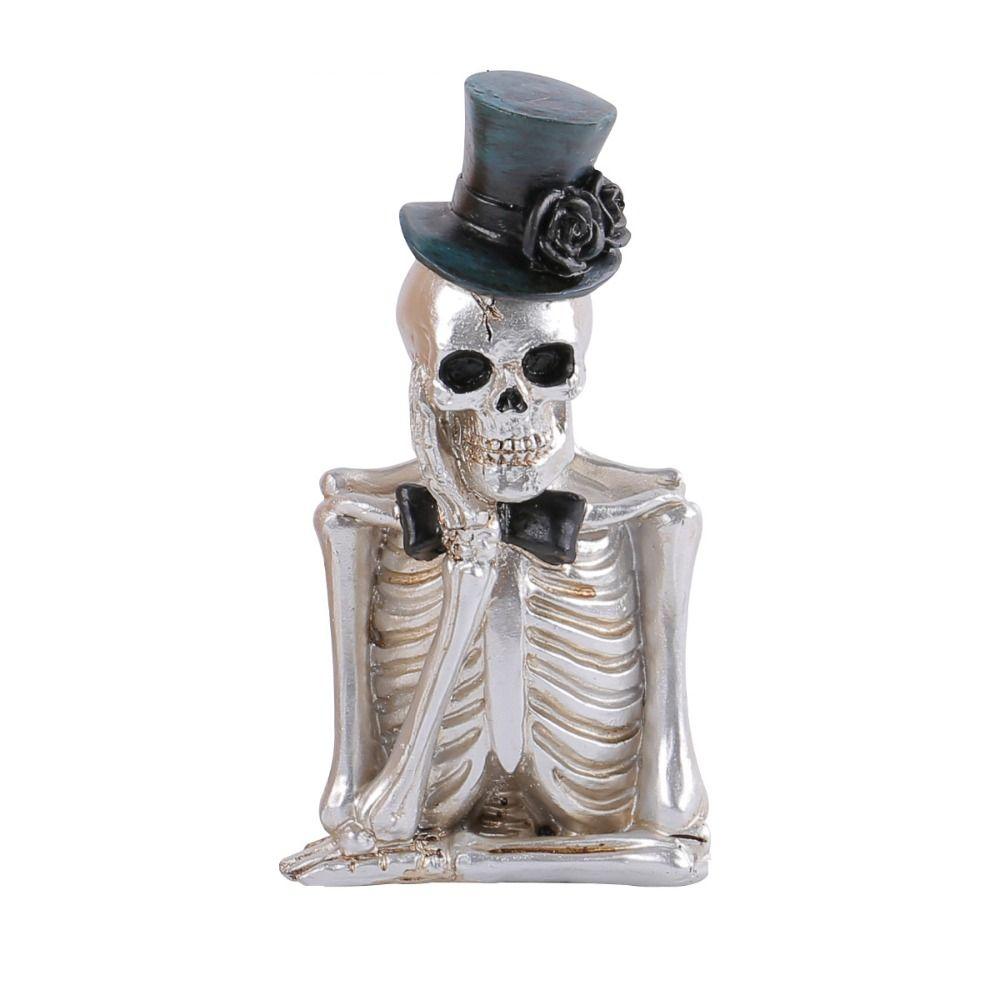Scary Halloween Skeleton Ornament Funny Unique Fake Human Skull Bones Prank Toys Resin Skeleton Figure Decoration Gift