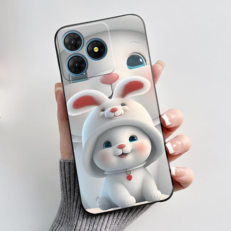 For Oscal Flat 2 2C Case Cute Love Rabbit Black Soft Silicone Protective Back Cover For Blackview Oscal Flat 2 2C Phone Cases