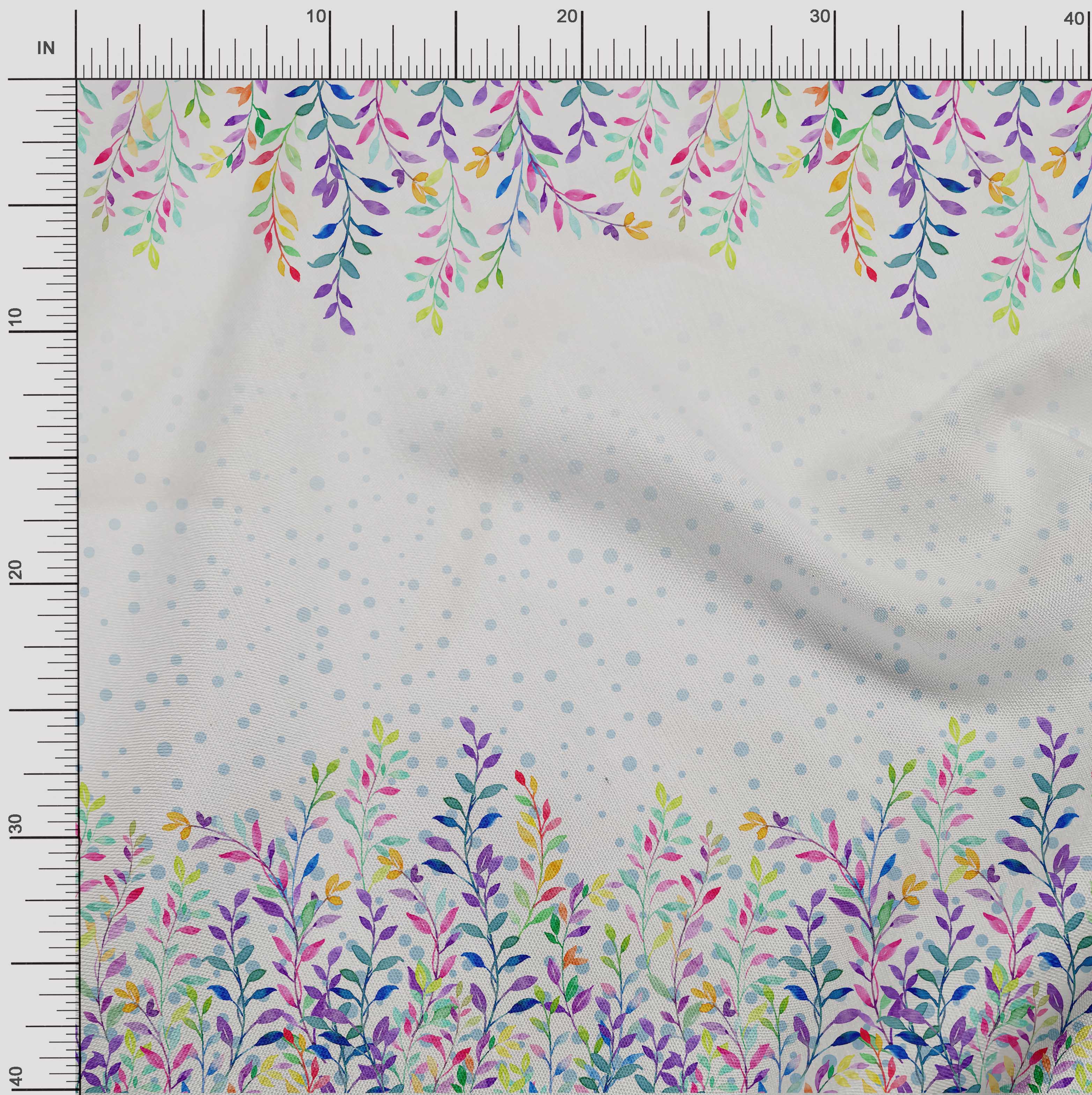 

oneOone Cotton Flex Fabric Dot & Leaves Panel Print Fabric By The Yard 40 Inch 42 Inch Wide - Viscose Chiffon синій