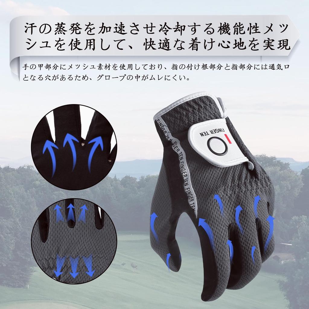 Golf Synthetic Mesh Velcro Golf Men's Gloves, 3-Pack, Suede-like Leather, Tear-Resistant, Material, Breathable, Quick-Drying, Abrasion-Resistant,