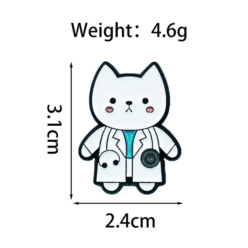 Cartoon Medical Cat Mask Brooch: Cute Creative Metal Badge Accessory