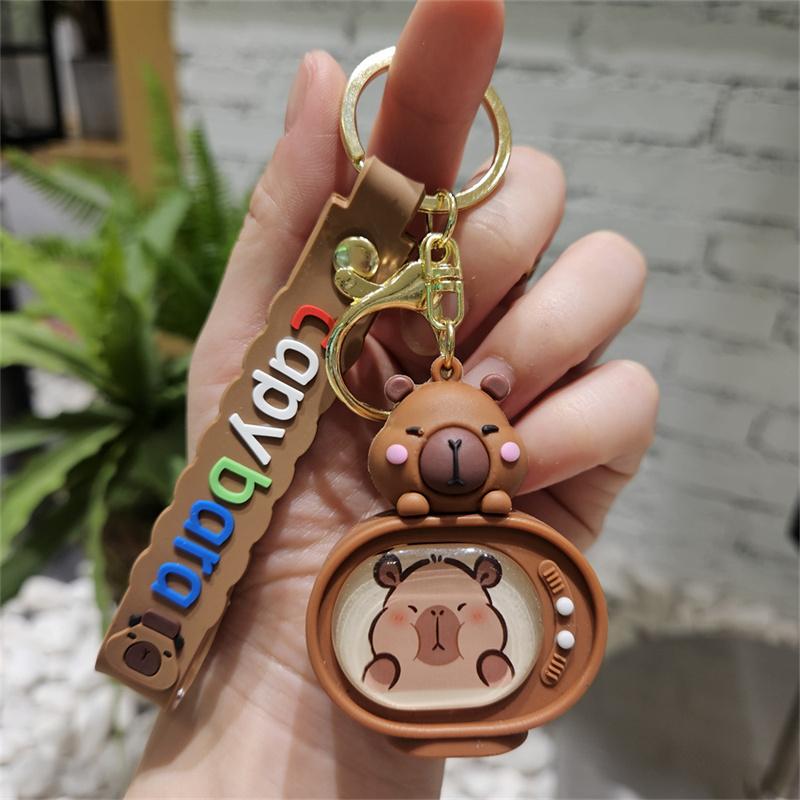 

New Capibala Shake Light TV Keychain Backpack Pendant Student Gift Doll Machine Small Gift