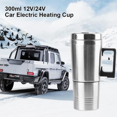 Νερό Καφές Γάλα Θερμός Κούπα 12V/24V 300ml Ηλεκτρικός Θερμαντήρας Βραστήρας Αυτοκινήτου Κάμπινγκ Ταξιδιωτικός Βραστήρας Κύπελλο Θέρμανσης Οχήματος Ανοξείδωτο Ατσάλι Φορητό