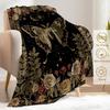 Gothic Moth and Rose Flannel Blanket - Mystical with Lunar Moon Vintage Throw - Lightweight Soft Cozy Gifts Blankets for Kids Adults & Nature