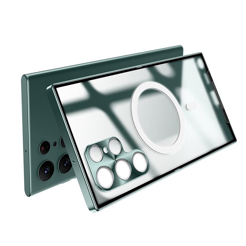 Suitable for Samsung S24Ultra Magnetic Phone Case, Metal Matte Transparent S23+ Shockproof 22/21u Case