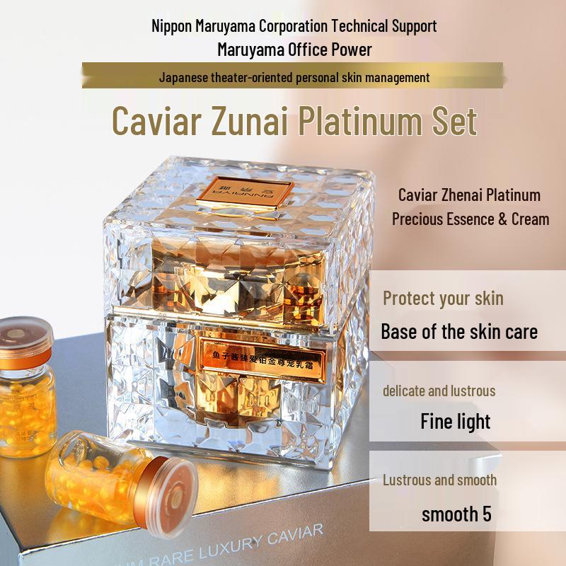 Set de Cuidado de la Piel con Caviar: Hidratante Reafirmante Antiarrugas para Líneas Finas - Crema Nutritiva, Refrescante, No Grasosa.