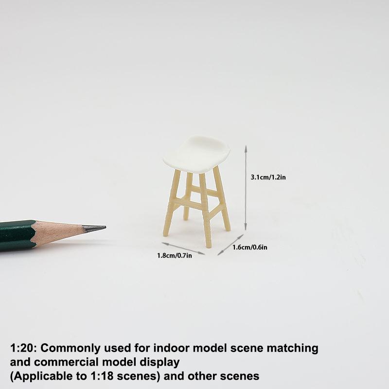 Mini Dollhouse Furniture Toys, High-Legged Round Table & Bar Chair Model for Realistic Living Scene Decoration