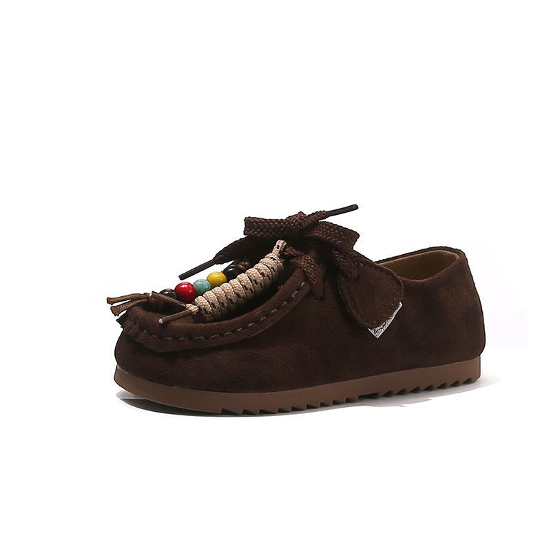 

Girls Autumn Retro Loafers Soft Sole Kangaroo Shoes Casual Kids Footwear size 26 коричневый