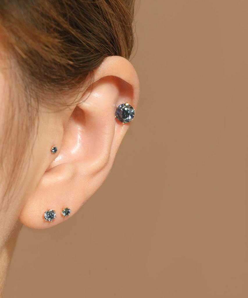 Minimalpiercing 14K Moissanite Diamond Sapphire Noble Piercing Earrings