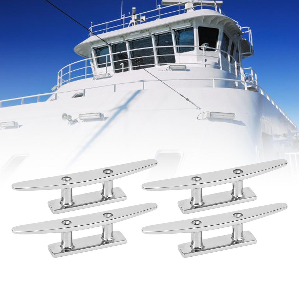 5" Boat Cleat, 316 Stainless Steel Open Base Dock Cleat, High Polished Finish for