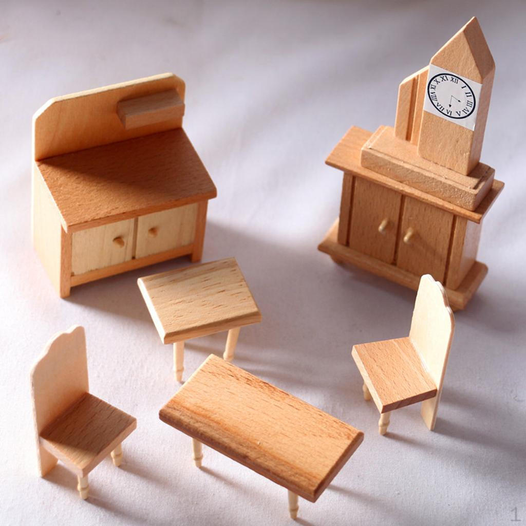 Dollhouse Set Wooden Miniature Decor :12 Kitchen set