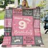 Soft And Cozy 9Th Birthday Flannel Throw Blanket for Girls Perfect Gift, All-Season Plush Sofa Cover, Machine Washable, Versatile Use