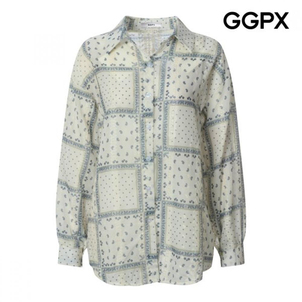 Paisley Sheer Shirt Gq2sh010b sky blue/F