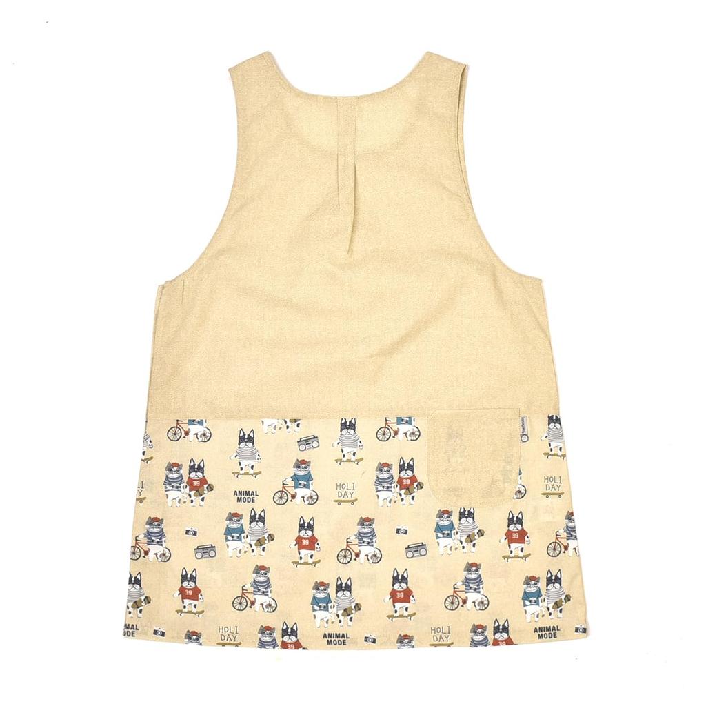 Side Button Apron Animal Mode 258031 Beige [Kusuguru Japan] M-L