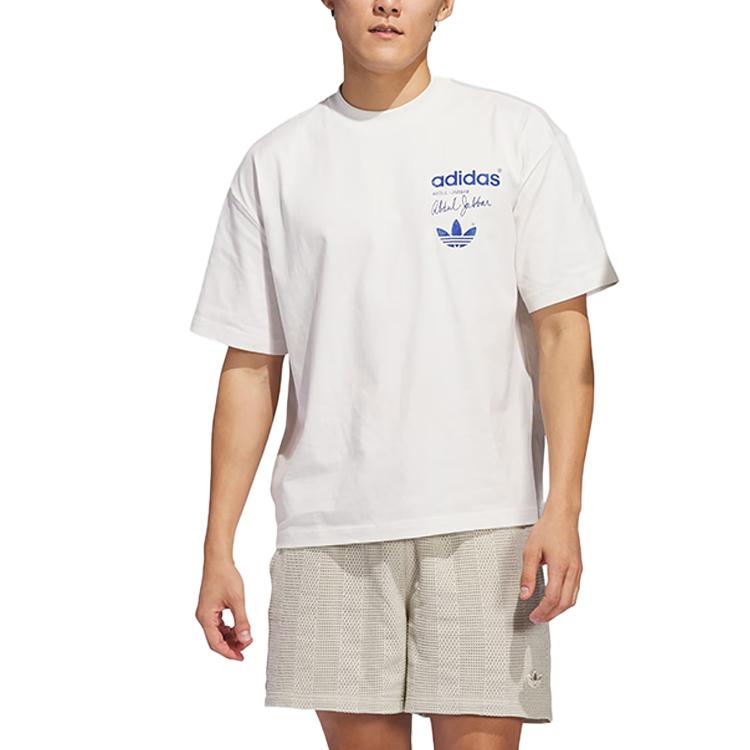 adidas Originals Kareem Skyhook Classic Retro Loose Comfortable Short Sleeve T-Shirt Unisex Tops Cloud-White JD5192
