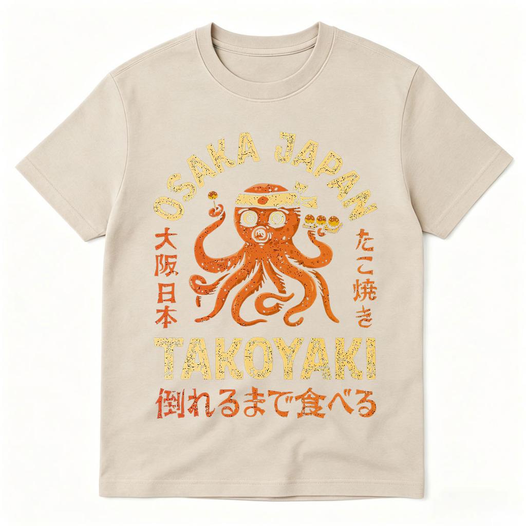 Osaka Dotonbori Drunken Octopus Takoyaki Funny T Shirts Men Women Retro Japanese Style Oversized Cotton T-Shirts