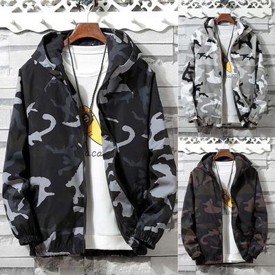 Mens  Winter Zip Camouflage Long Sleeve Pocket Sport Hoodies Jacket Coat