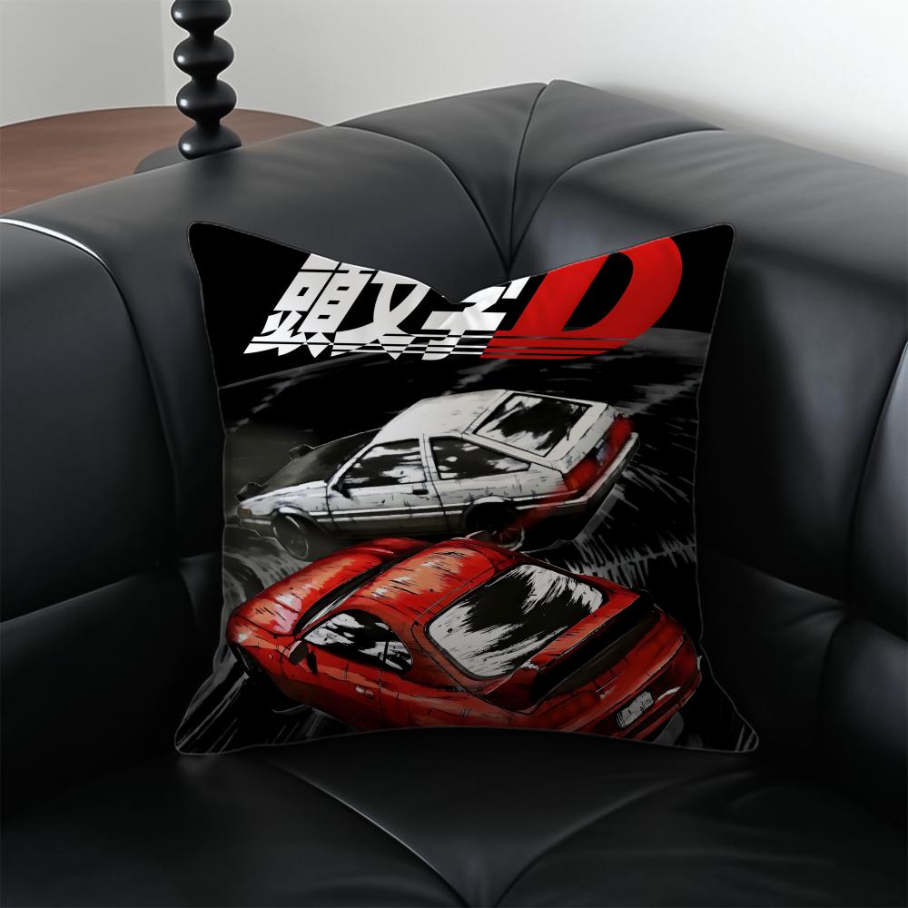 Anime Racing IInitial D Cushion Cover Pillow Case Antidustmite Invisible Zipper Silky Plush Cushion